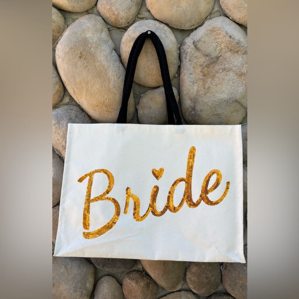 Gold Sequin Bride Tote Bag
